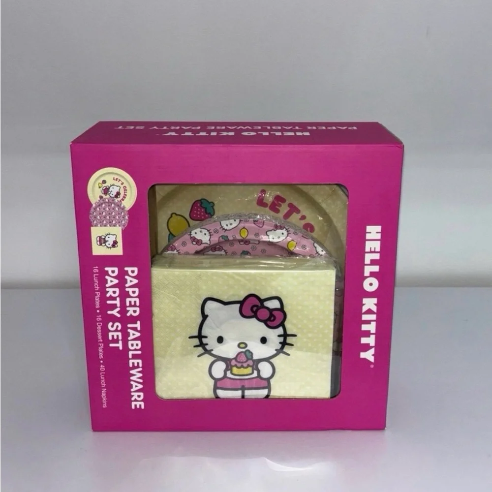 Hello Kitty x Studio Oh! Strawberry Lemonade Paper Tableware Party Set